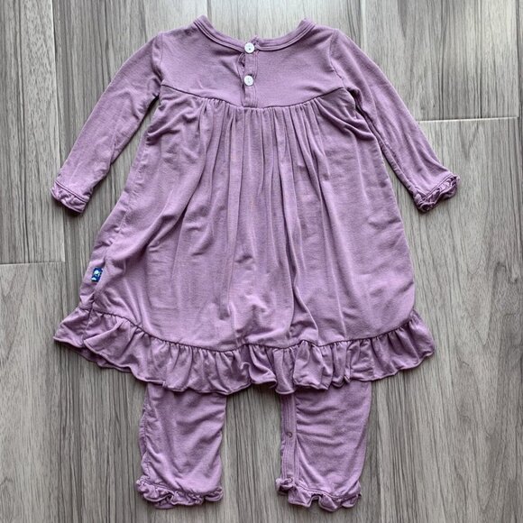KicKee Pants Long Sleeve Dress Romper solid Lavender Purple - Picture 5 of 8